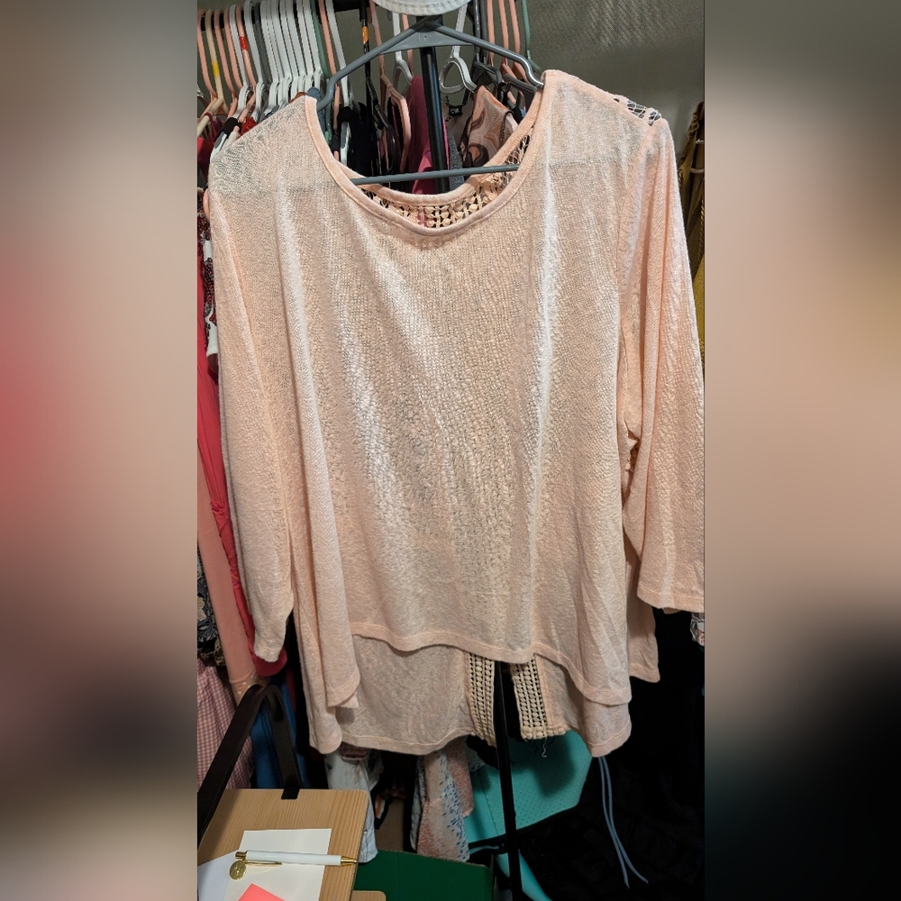Light Pink Women's Layered Knit Top